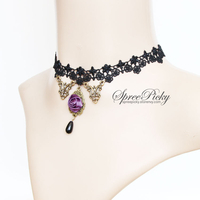 Vintage-style Rose Lace Necklace SP140565 - Thumbnail 2