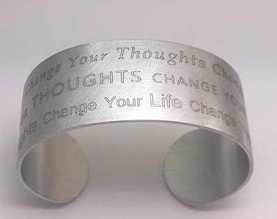 Matte Finish Change Your Thoughts Change Your Life Sterling Silver Cuff