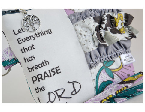 Small Zippered Wristlet/Clutch Accented with Ruffles and Scripture