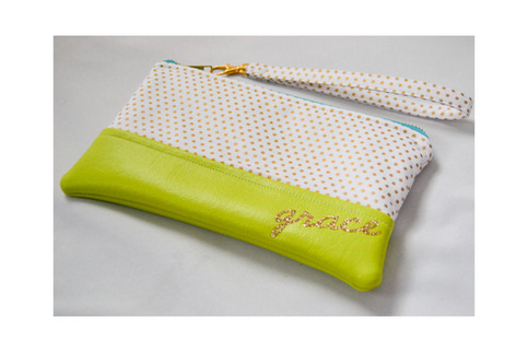 Grace & Polka Dots Wristlet (Lime & Turquoise)