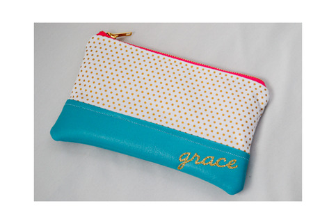 Grace & Polka Dots Wristlet (Turquoise & Pink)