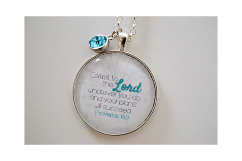 "Commit to the Lord..." Scripture Pendant Necklace