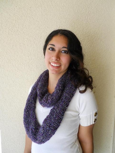 Deep Purple Knitted Infinity Scarf