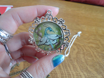 OOAK watercolor dragon pendant "Blue Fairy"