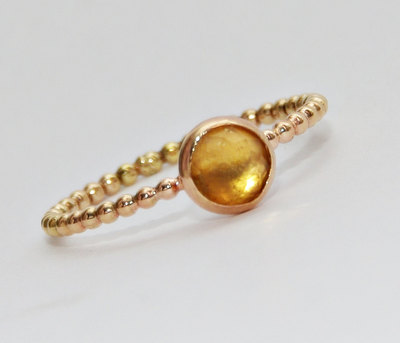 Gemstone Ring - Gold Citrine Ring- Citrine Gemstone Ring- Stacking Ring-November Birthstone Ring