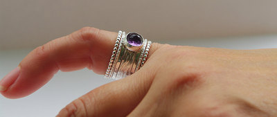 Unique Rose Cut Purple Amethyst Wedding Ring