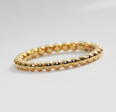 2mm BOLD Yellow Gold Filled Beaded Ring- Anniversary Ring- 14k Gold Filled Stackable Band- free domestic shipping