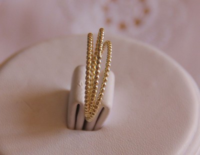 Set of 3 -14k solid yellow gold beaded DOTTED stack/stacking rings - wedding bands, anniversary bands, eternity bands, love