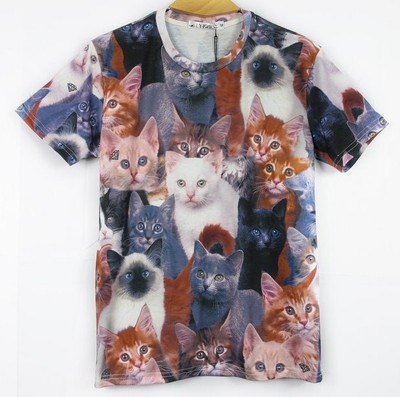 Cats Meeting 3D Printed Street Fashion T-shirts 4 Sizes