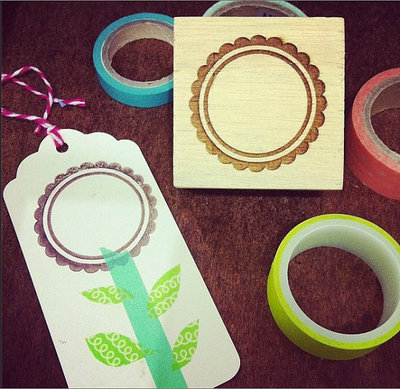 Round scallop rubber stamp