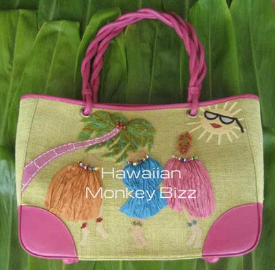 "HULA BAG" (TAN/GREEN) - Designer Island Bag