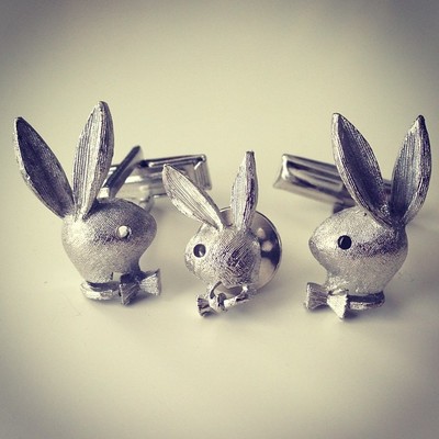 Vintage Silver Playboy Cufflinks/tie tack