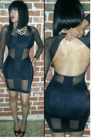 Black Bandage Open Back Mesh Hollow out