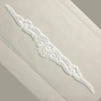 Angle wing long crystal rhinestone applique glass iron on applique trim - Thumbnail 3