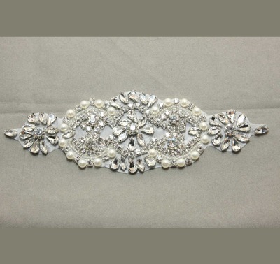 Wedding Bridal Pearl Rhinestone Crystal Applique Patch