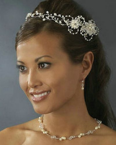 Bridal Wedding Bride Rhinestone Crystal Pearl tiara Headband