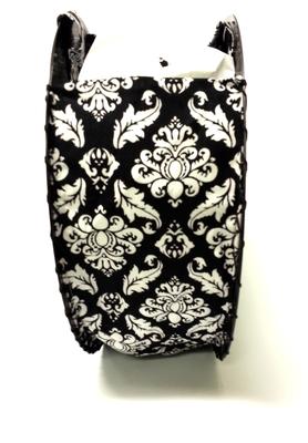 Black and White Damask Hand Crafted Record Purse
