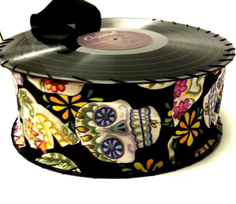 Sugar Skull Hand Crafted Record Purse