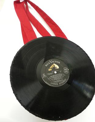 Red Gingham Hand Crafted Record Purse