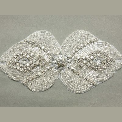 Wedding bridal symmetry butterfly motif rhinestone crystal dress applique  - Thumbnail 2