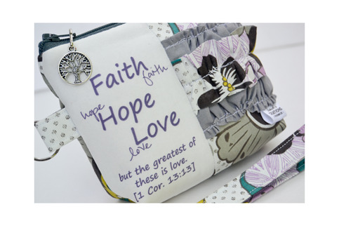 Small Zippered Wristlet/Clutch Accented with Ruffles and Scripture
