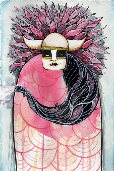 Warrior-Art Print- Illustration-Watercolor- Fine Art-8x10