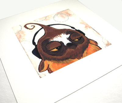 Listening Owl -Art Print-Acrylic-Archival Print-8x8