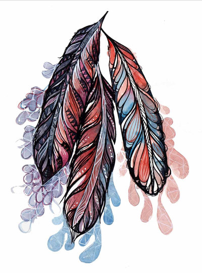 Love Feathers- Art Print-Watercolor-Illustration- Archival- 8x10