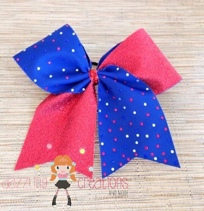 Red blue patriotic 4th of july cheer bow with rhinestones