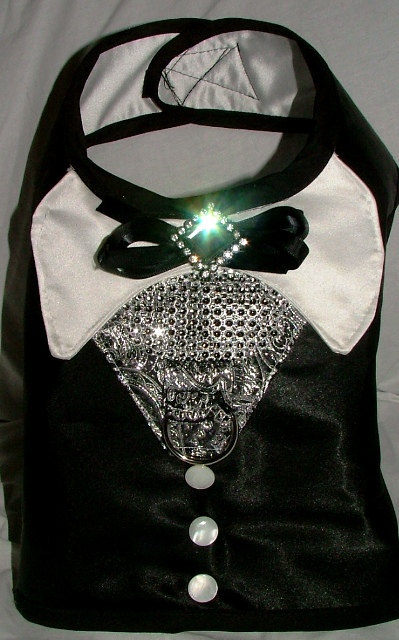 Elegant black tuxedo vest/harness