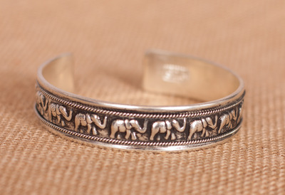 Sterling silver elephant bracelet