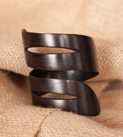 Carved wooden cuff bracelet