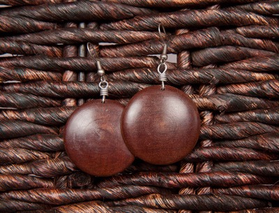 Small circle wooden earrings