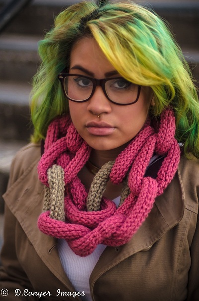 Chain Link Scarf - Pink and Taupe