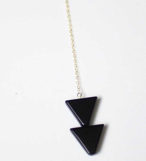 Triangle Necklace (Black) - 14k Gold Filled