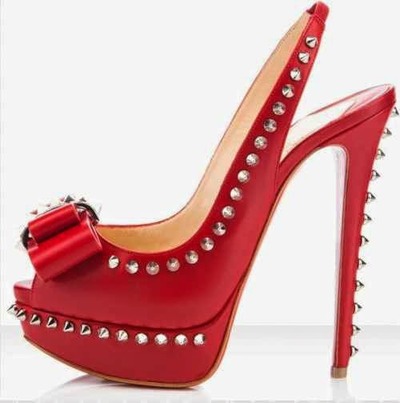 CHRISTIAN LOUBOUTIN LADY CLOU LUCIFER BOW SPIKED 150 RED