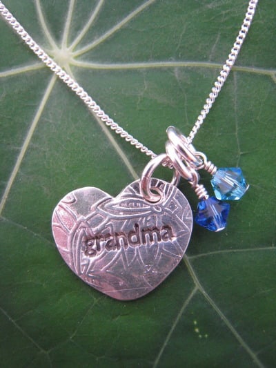 Grandma heart necklace with 2 birthstones