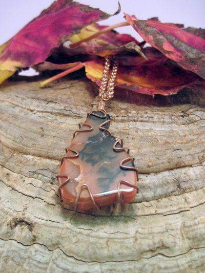 Dendritic Jasper Freeform Copper Necklace