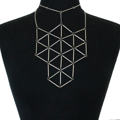 Infinity Necklace w/T-strap Choker - Large-Scale Silver