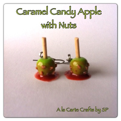 {earrings} caramel candy apple