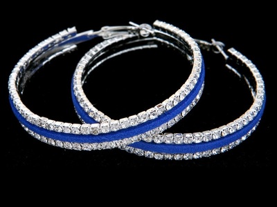 Rhinestone Hoops-Blue