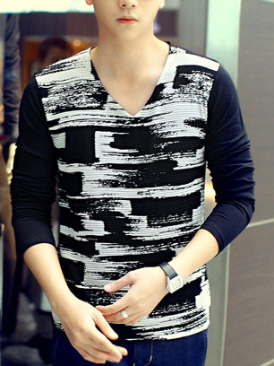 Fashion korean style slim long sleeves causal shirts 907sj-t39-33-black