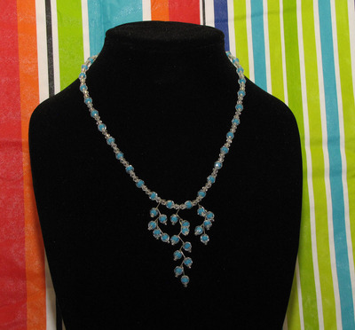 Handmade blue and silver bead necklace - 18 inches