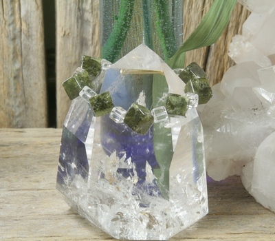 Green Garnet and Herkimer Diamond Bracelet