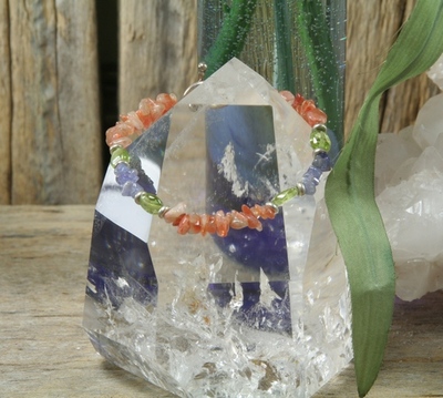 Sunstone, Peridot and Tanzanite Bracelet