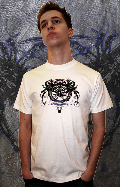 Gothic spider-skull design t-shirt men white s, xl