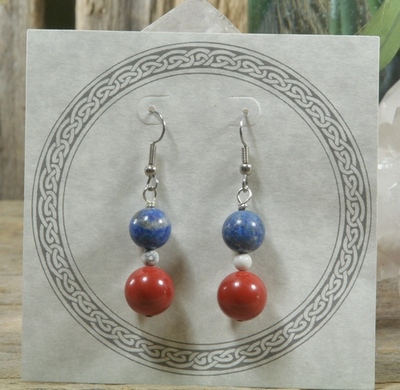 Lapis, Howlite and Red Jasper Earrings