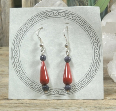 Red Jasper and Iolite Earrings