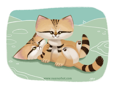 Playful Sand Cats Print