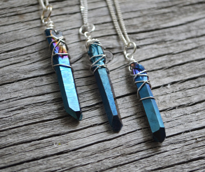 Mystical Wire Wrap Crystal Necklace, Quartz Point Wire Wrap Crystal Pendant, Witch Necklace for Her, Back to school Necklace